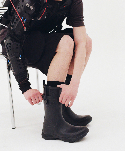Sporty Middle Rain Boots Black
